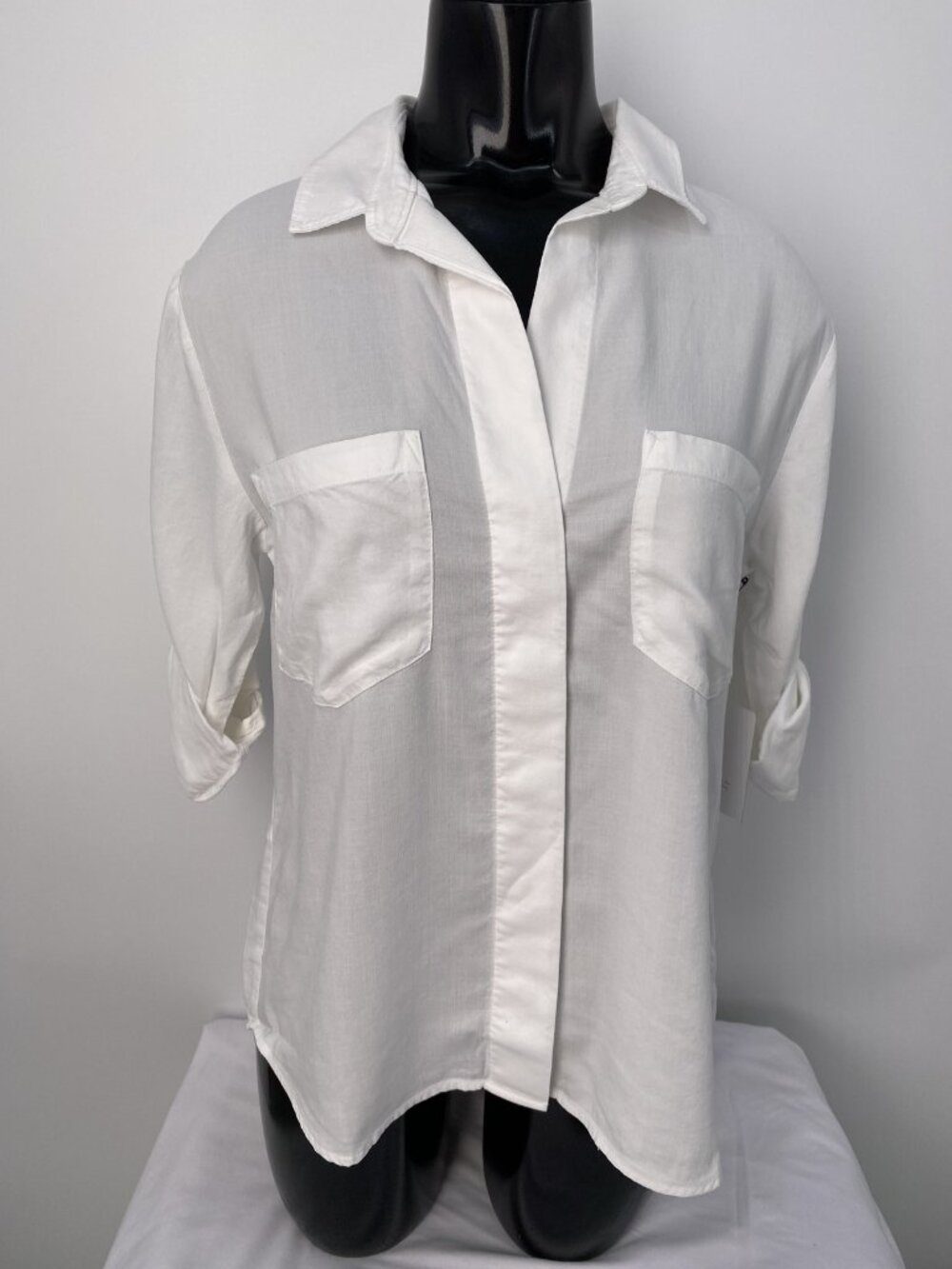 Bella Dahl Womens Shirt White Size XS Split Back Button Down Roll Tab Sleeves